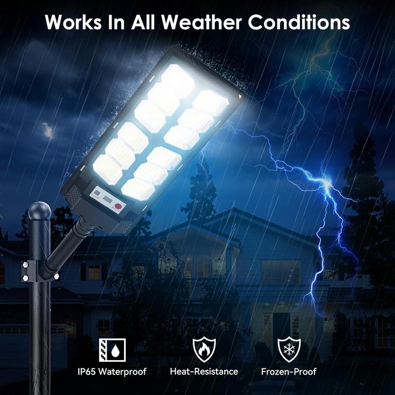CNOIJUTS 2 Pack Solar Street Lights Outdoor Waterproof 6500K 13000LM LED Solar Flood Lights Dusk to Dawn Parking Lot Light with Motion Sensor and Remote Control for Commercial Area Lighting Yard - Image 5